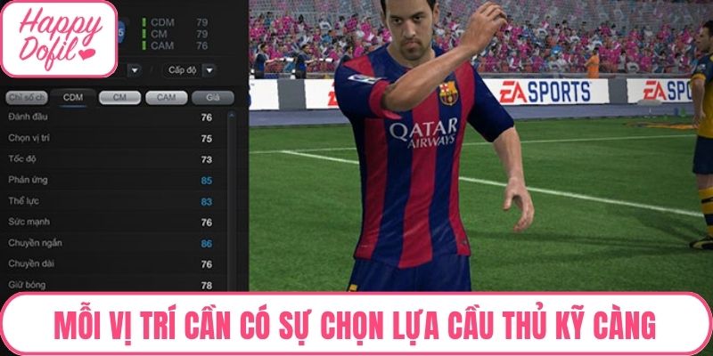 Mỗi vị trí cần có sự chọn lựa cầu thủ kỹ càng